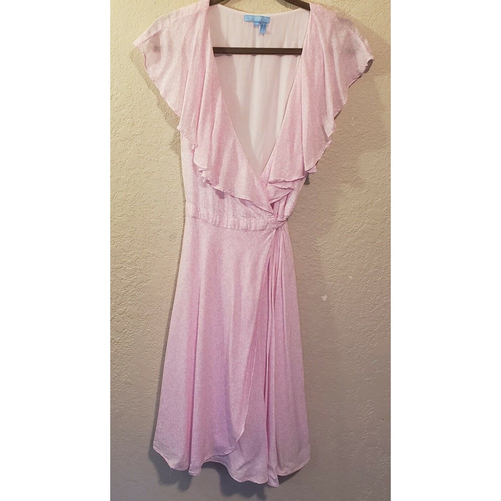 Draper James Floral Wrap Dress, Sz Medium, Pink Ruffle Summer Wrap Dress - Picture 1 of 12